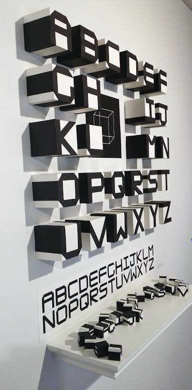 cube alphabet cube font installation paper hand made Perspective