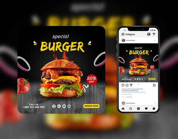 Social Media Post Design Burger