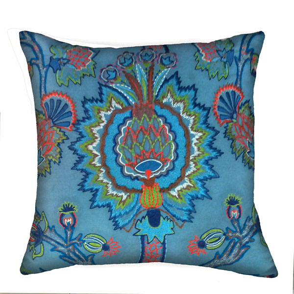 hand embroidered beaded couching teals ikkat surface ornamentation