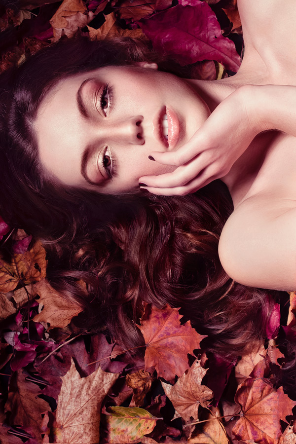 autumn  beauty orange Beauty-Photography makeup make-up eyeshadow Marisa Filleböck Marisa Fillebeock close up close-up leaf red Fall