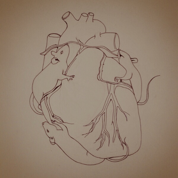 heart  rat Love feeling pain tattoo graphics ink print