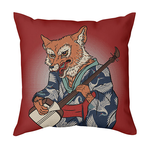 FOX Cat japanese Folklore parade musicans vector Demons pattern