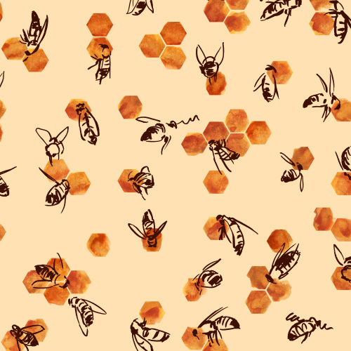 Nature animal insect repeat tile pattern bee honey beetle