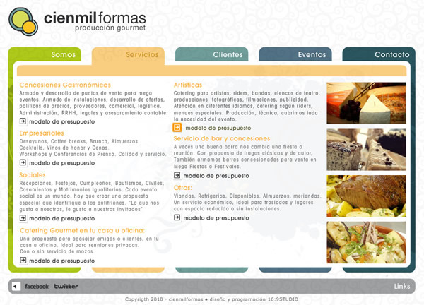 Diseño web diseño gráfico desarrollo website cienmilformas produccion gourmet martin mele vanesa andrade 16 9STUDIO