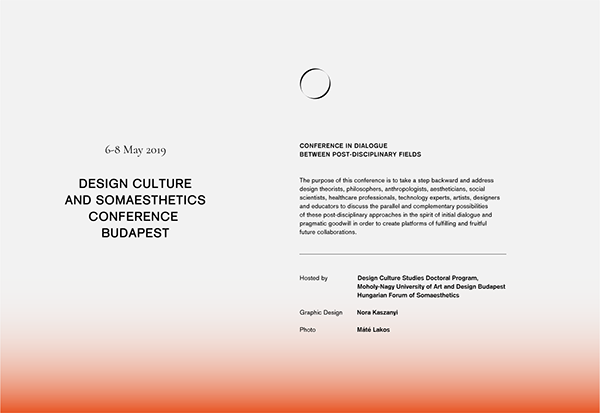 DESIGN CULTURE AND SOMAESTHETICS CONFERENCE BUDAPEST