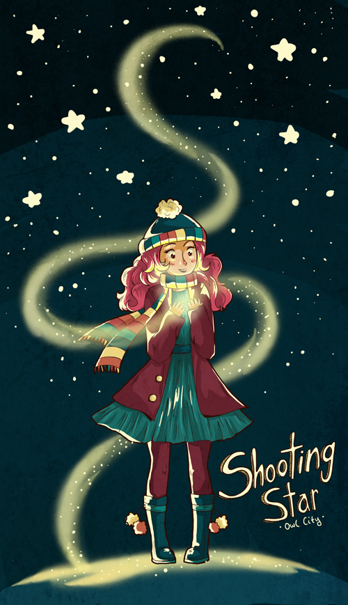 owl city Shooting Star girl winter stars light night