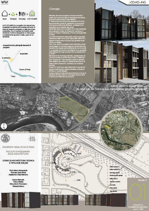 architecture co-housing housing residential Pavia Italy ecological