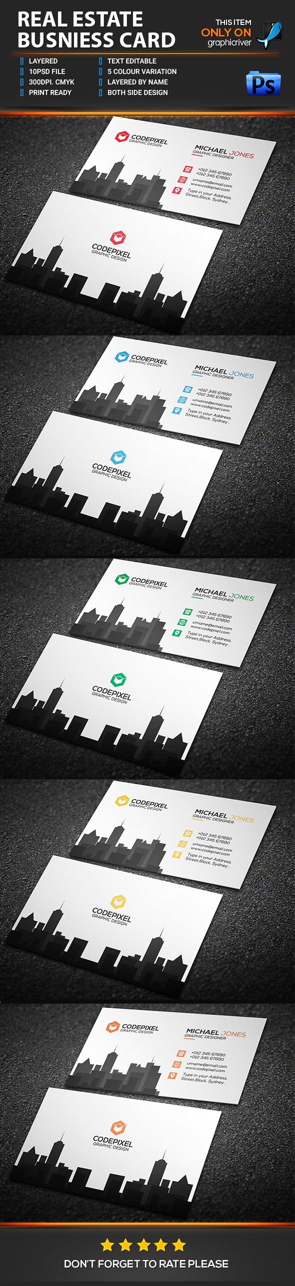 Real Estate Business all black bundle business business card card design clean clean style CMYK