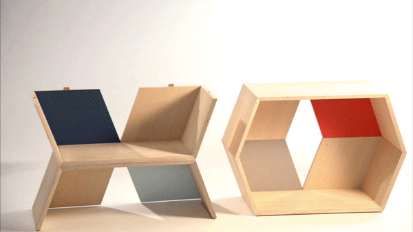 Adobe Portfolio plywood shelves modular Grad Show 2015 risd color maple
