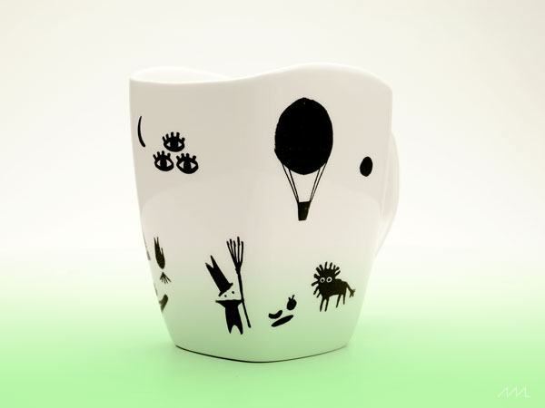 martiszu ludvikez  pompoko  mug cudaki design 360punktow.pl drawings little things ceramic Black and wihite