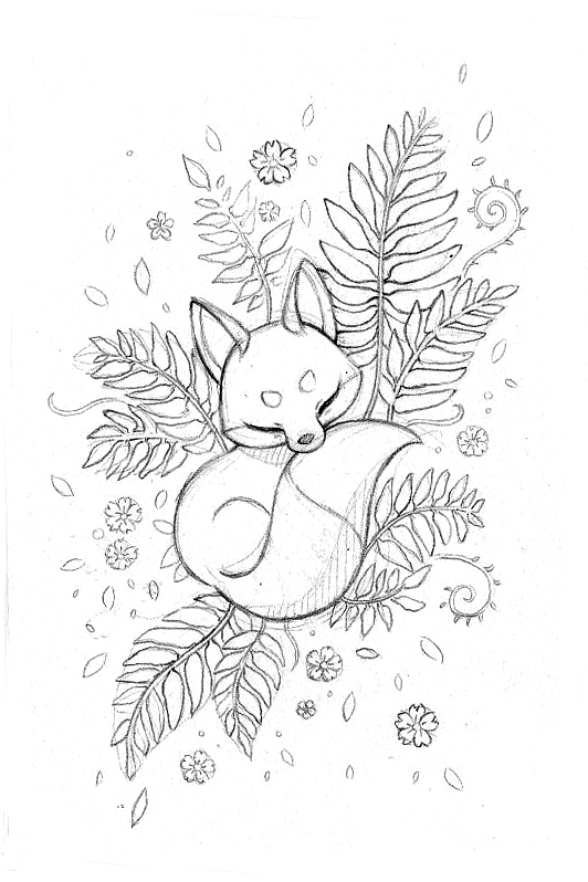 cute little FOX kitsune slumber animal sleep Hibernate freeminds anime Fall autumn leaves