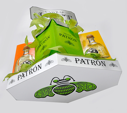 patron Tequila pos in-store Holiday bottle lights liquor alcohol Point of Sale pop Point of Purchase topper cieling dangler Case Card