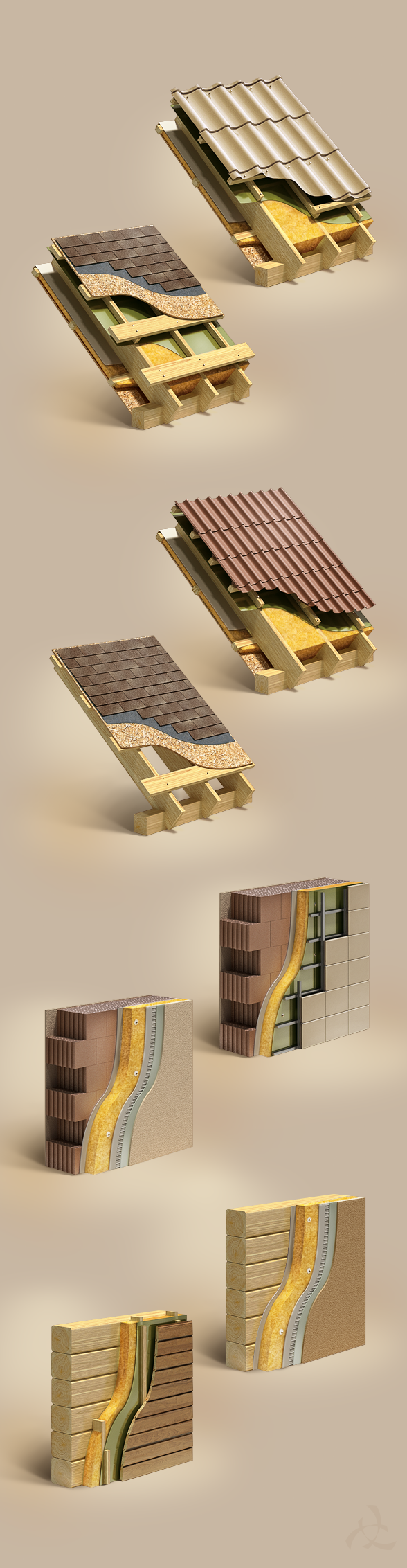 construction wall roof cut-away cutaway arhelix
