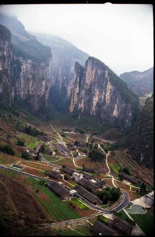 Travel trip china Sinkhole analog digital color bw Nature lanscape scenery