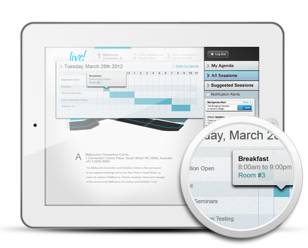 ui design creative direction app iPad aplication Event live cisco iPad design design