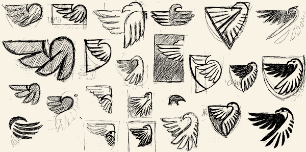 eagle care broker sketches animal bird concepts development elegance insurance protection security shield trust wings