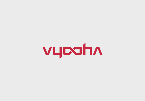 Vyooha ambigram logo 3d glass infinity symbol  Gaming Logo red brand identity