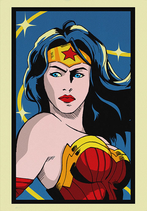 dc comics superman batman wonderwoman Flash Pop Art trame poster