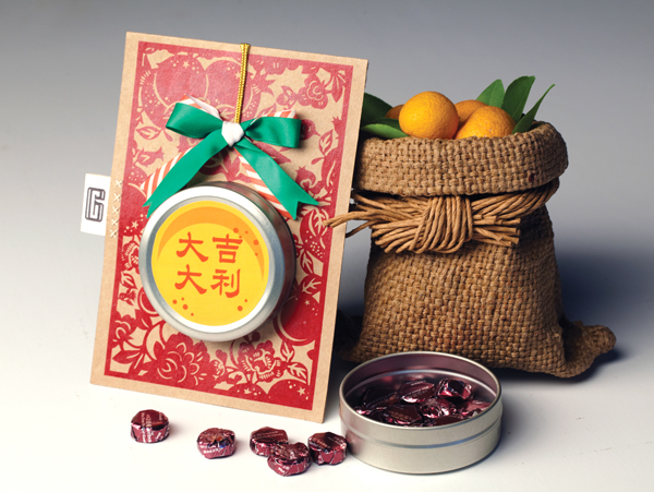 Christmas chinese new year Lunar New Year card greeting card Candy tin box