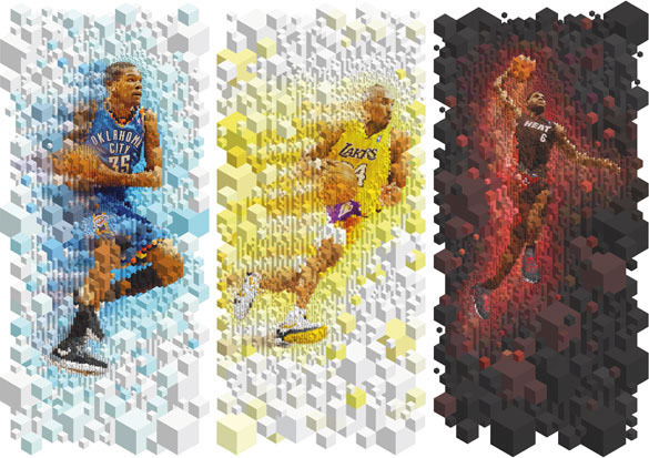 Nike house of hoops 3D Murals Patterns shoe basketball kevin durant Kobe Bryant James Lebron Francisco Elson Dwayne Wade Isometric grid ILLUSTRATION 