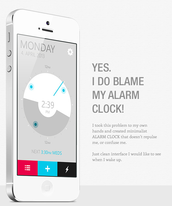 alarm clock Alarm clock UI app application best minimal minimalistic clean White iphone android phone mobile