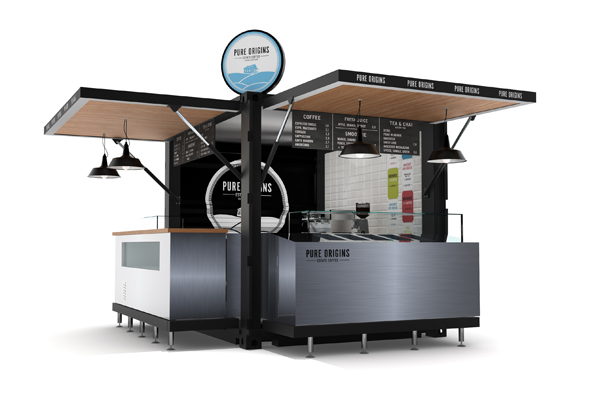 coffeshop coffe pure origins interiorism 3D Visualization container street business container business