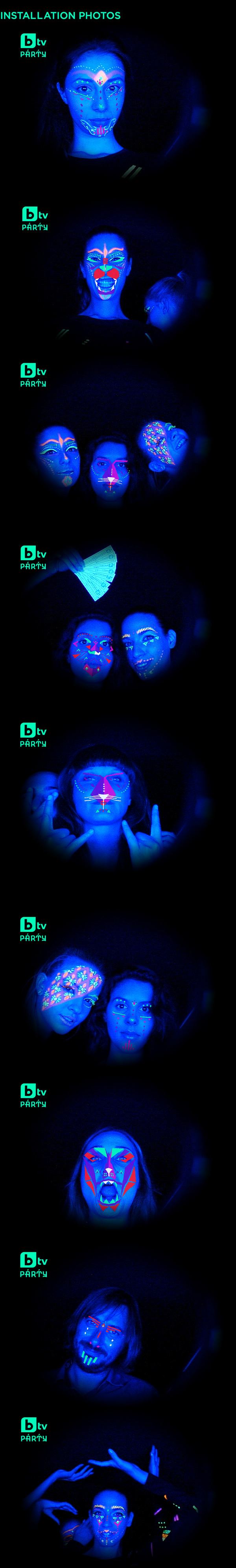 brighter party neon interactive installations 3d Mapping masks illustrations Cambodia survivor modern motion DANCE   Btv Event