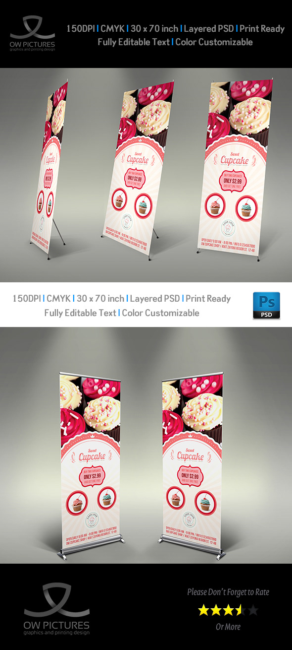 Cupcake Signage Banner Roll Up Template on Behance