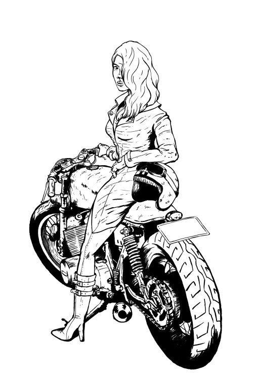 photoshop Personal Illustration motorbike road middle of nowhere girl Helmet