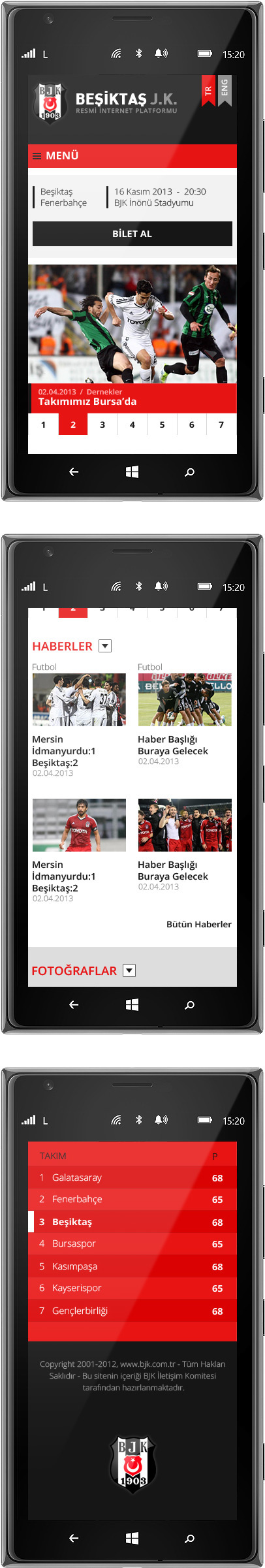 Beşiktaş web interface Responsive Design sport web site soccer