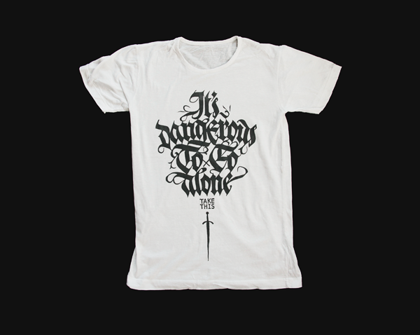t-shirt print tattoo Sword Blackletter Fraktur Black&white calligraffiti