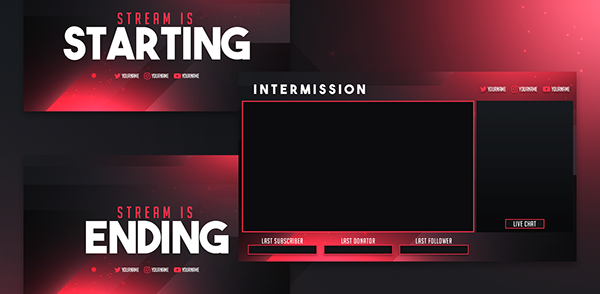 FREE Gaming Red Stream Overlay PACK