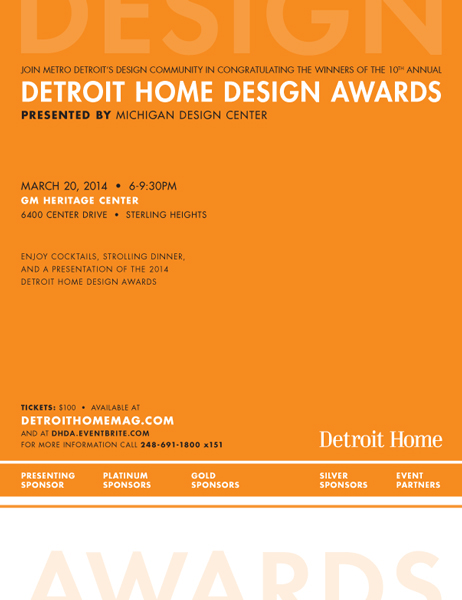 detroit home design Awards Event marketing   red orange green blue purple CMYK print media Futura