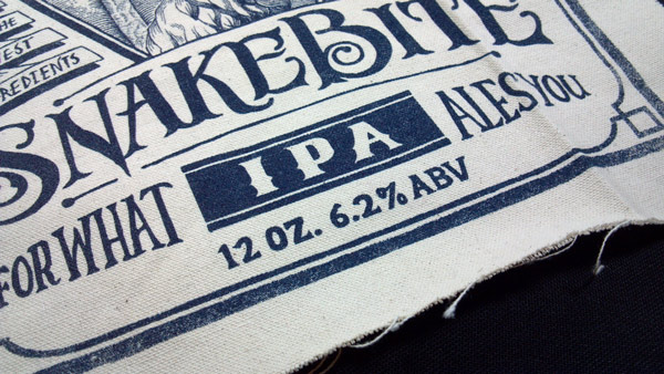 pioneer  brewery snakebite IPA beer Label hatching line art hand made