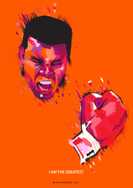 Muhammadali ali Boxing Illustrator art colour sport greatest print