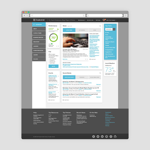 Intranet user experience user interface design dual branding dashboard employee resources digital design