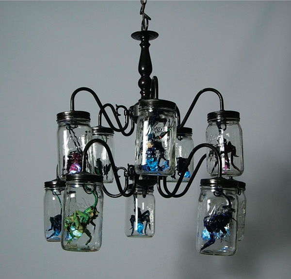 3d design  chandelier mason jar lighting insects 