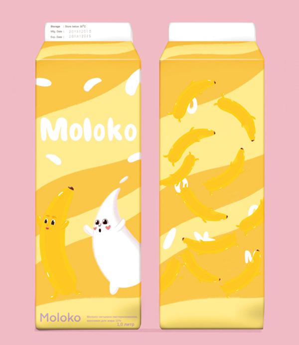 Milk brand character and packaging