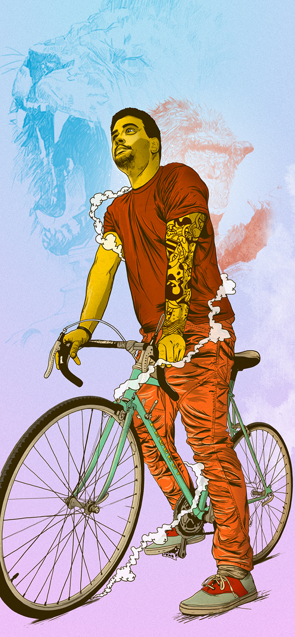 Riding Bike. Digital illustration