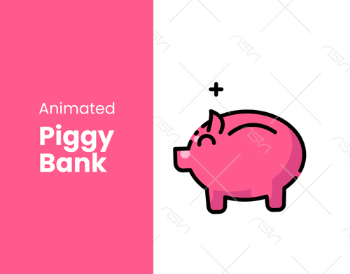 piggy bank animated pink gold coin money savings finance cute bouncing
