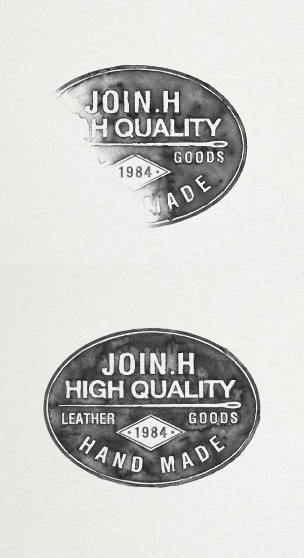 leather goods logo handdrwaing  illust wathercolor handmade craft brand