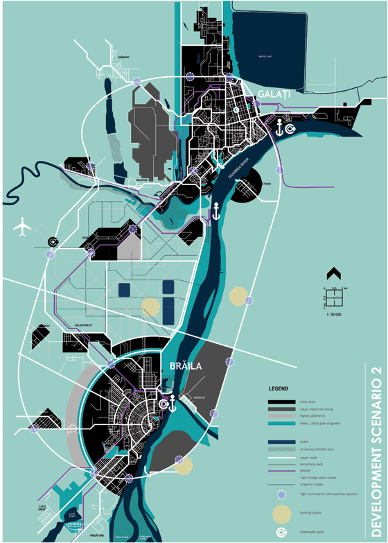 Peri-urban area city metropole future development scenario urban planning industrial riverfront green areas