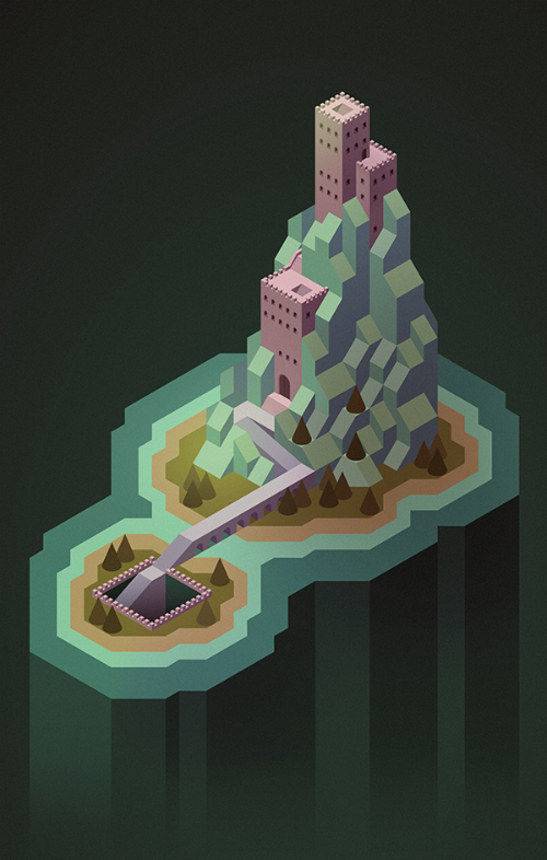 Isometric castles fantasy sci-fi concept art