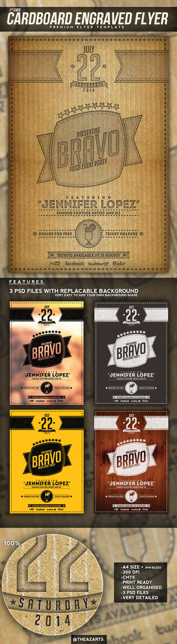 cardboard  flyer  gig  poster  psd  template party concert