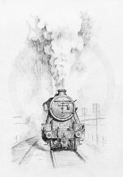 train rail steam train Steam railway Transport pencils graphite sketch LMS british