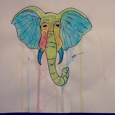 elephant watercolor tears