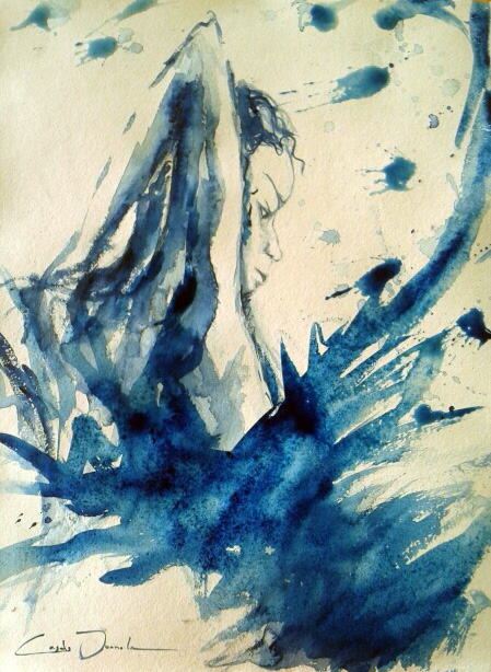 watercolor blue woman