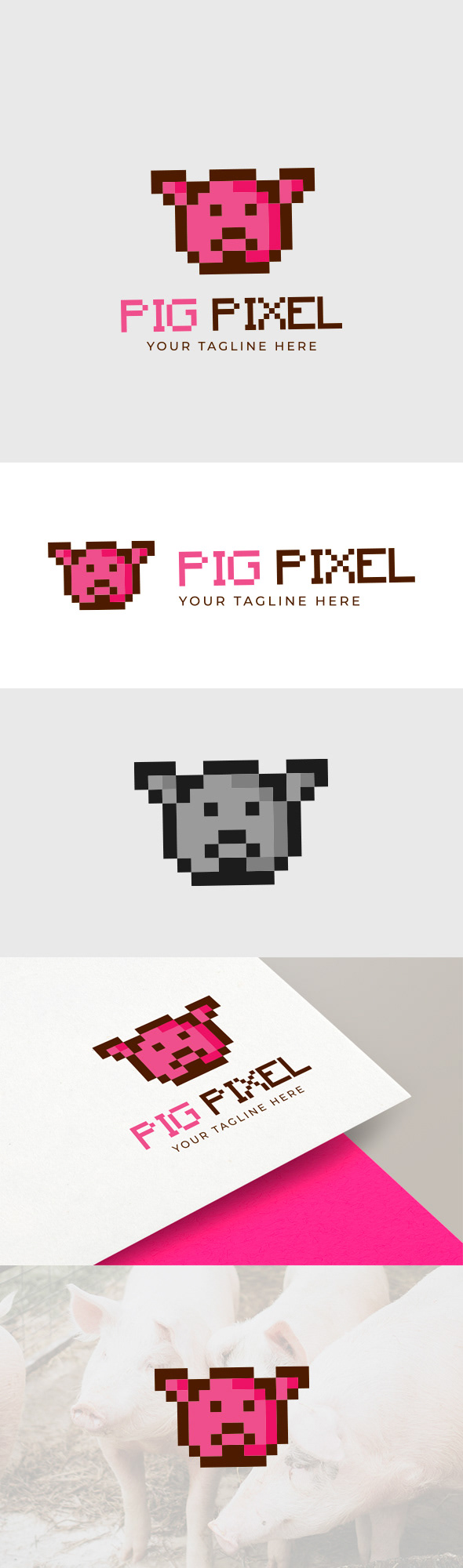 brand identity design Digital Art  logo pig pigs pink pixel Pixel art visual identity