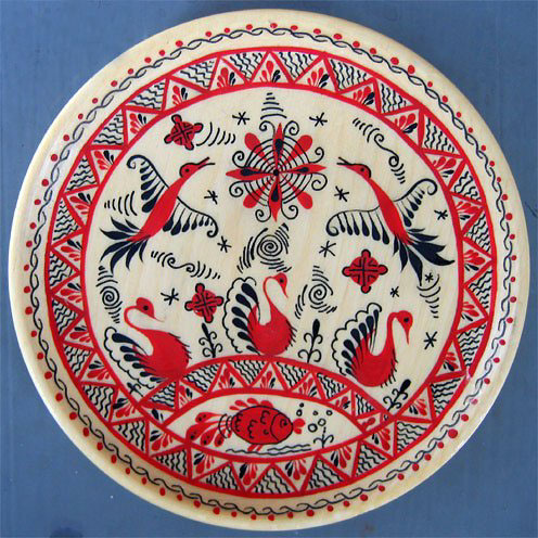 mezen folk russian province tomik fairytale wooden red White traditional ornament toy box