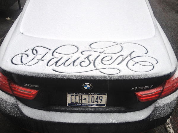 Faust Script penmanship Snow Tags